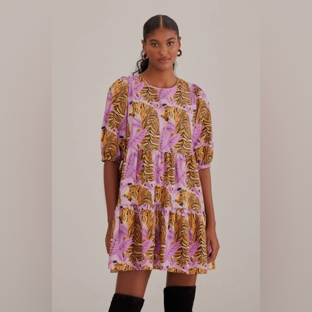 Farm Rio Lavender Tiger Dress S